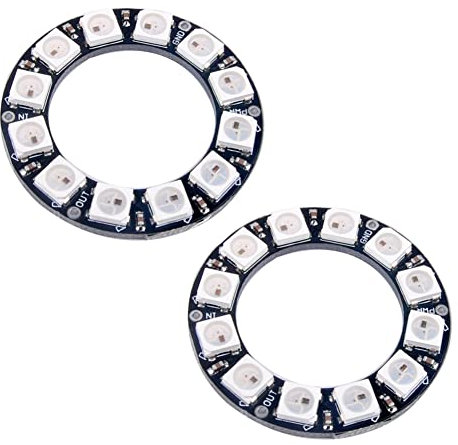 WS2812 RGB LED Ring 12 x 5050 WS2812B 12 Bits mit integrierten Treibern für Arduino Raspberry Pi Mirco:bit ESP32 (2 Stück)