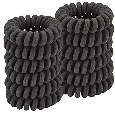 ZOUIQSS Spiralförmige Haargummis,Pferdeschwanzhalter,Telefonkabel,Haargummis für Frauen und Mädchen,spurlos,starker Halt,wasserfest,für alle Haartypen geeignet(Stoff grau, 12 Stück)