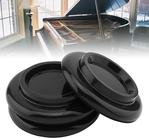 MuzcYM 3pcs ABS Piano Caster Cups Floor Protectors with Felt Bottom, Oak and Sapele Wood Cups Sound & Shock Absorption for Grand Piano with Non-slip & Anti Noise Foam Piano Casters Pad