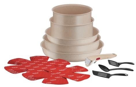 Tefal Ingenio Delight 17-Piece Cookware Set, Frying Pans, Saucepans, Induction, Non-Stick Coating, Temperature Indicator, Stackable, Dishwasher Safe, Made in France L7839002