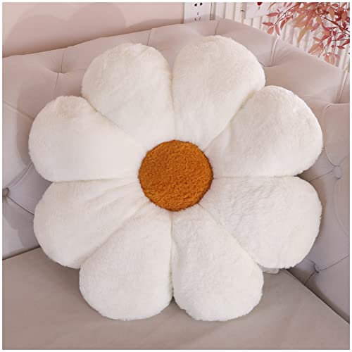 LANFIRE Coussin d'oreiller Fleur Coussin de siège Auto pour Chaise Lit en Forme de Fleur canapé Oreiller Coussins décoratifs Coussin en Peluche (40cm, White Brown)