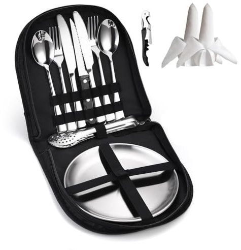 13-Piece Camping Cutlery Set, Outdoor Camping Cutlery Setfor 2 People Cookware Camping Cutlery Set for Outdoor Cookware, Travel, Hiking (Sliver)