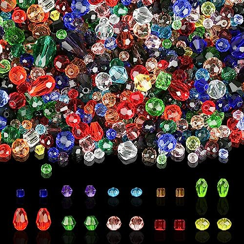 XIEJ 1000 Pièces Perle en Verre Cristal, 4/6/8 mm Perle pour Bracelet, Perles Verre avec Trou pour Bricolage, Fabrication de Bijoux