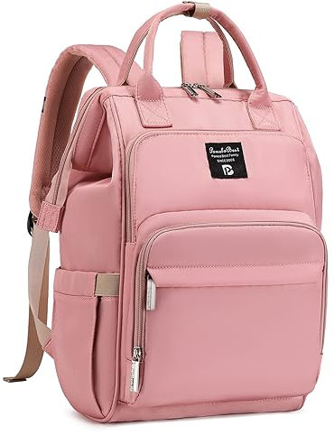 Pomelo Best Sac à Dos à Langer Bébé Imperméable - Sac à Langer Maternité Multifonction avec Matelas à langer, Sangles de Poussette Détachable Rose Clair