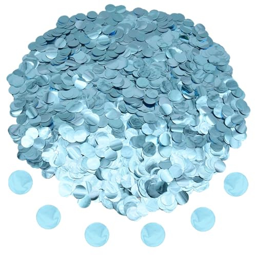 Hocansen 50g/1.76oz Runde Konfetti 15mm Tisch Papier Confetti Metallisch Folie Glitzer Konfetti Streudeko Pailletten Tischkonfetti in Hochglanz für Party Dekoration (Light Blue/ZX-YX)