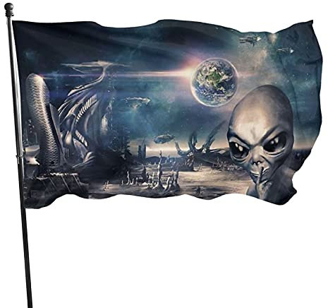 351 Garten Flagge 90x150cm, Außerirdische Erobern Die Erde Verblassen Beständig Bauernhof Flaggen Strapazierfähiges Polyester Dekorative Fahnen Breeze Flagge, Für Garten, Partys