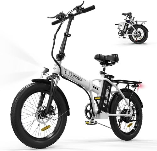 ELEKGO E Bike 20 Fette Reifen 3.0 Elektrofahrrad 36V12Ah Batterie Faltrad, 7 Geschwindigkeiten Getriebe Stadtfahrrad, 250W Motor Mountainbike für Erwachsene