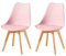 EGGREE 2er Set Esszimmerstühle mit Massivholz Buche Bein SGS Geprüfter, Skandinavisch Design Gepolsterter aus PU-Leder Küchenstuhl Essstühle, Molandi Rosa