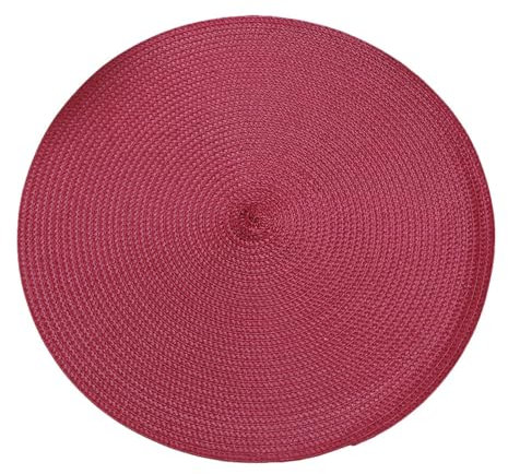 Ueiwffzo Runde Platzsets 4er Set Hitzebeständige Geflochtene Platzsets für Küchentisch 38cm Waschbare Tischsets für Küche Hochzeit Weihnacht (Weinrot)