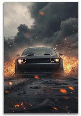 FYUER Poster mit amerikanischem Sportwagen, SRT Hellcat Rennwagen, dekoratives Gemälde, Leinwand, Wandkunstwerke, Bild, 30 x 45 cm