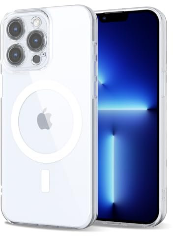 Svanove for iPhone 13 Pro Max Case Clear Compatible with Magsafe, Transparent Magnetic Magnet Mag Case, Cute Slim Thin Silicone Grip & Shockproof Camera Cover Drop Protection Bumper, Clear