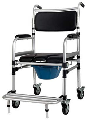 CCYENG Toilettenstuhl, Toilettenstuhl, Rollstuhl, kreativer, Leichter, Faltbarer Toilettenstuhl, Multifunktionsrollstuhl mit Rädern, Rollstuhl, Toilettenstuhl