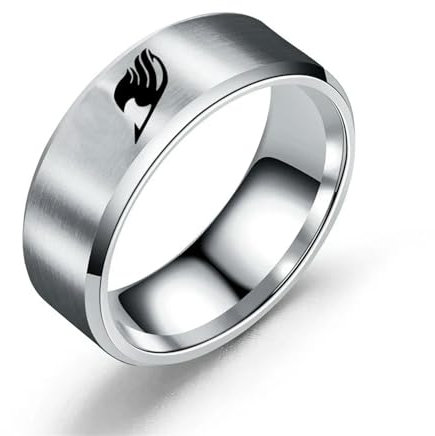 XJruixi Bxzyrt Japanische Anime Fairy Tail Ringe Tattoo Abzeichen Emaille Cartoon Edelstahl Ring Mode Cosplay Schmuck Für Frauen Männer