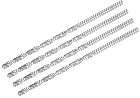 sourcing map 5.5mm Twist Drill Bits, High-Speed Steel Straight Shank Extra Long Drill Bit 160mm Length for Wood Plastic Aluminum, 4pcs