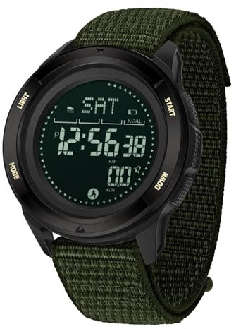 Montre Sport pour Homme Bracelet en Nylon Montre de Randonnée,avec Métronome, Boussole Chronomètre, Podomètre Montre Numérique Digitale Étanche 5ATM Cadran Bonne Lisibilité dans La Nuit