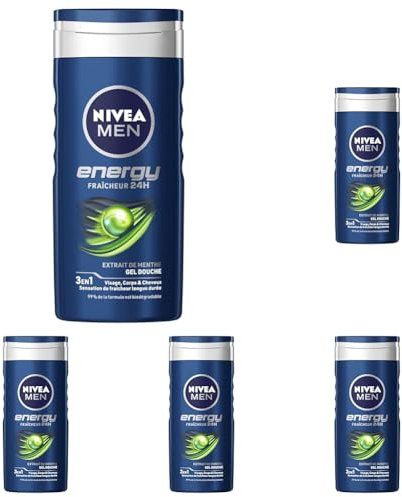 Nivea Men Gel Douche 3en1 Energy 250 ml (Lot de 5)
