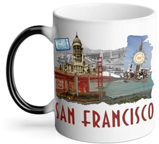 Thermoreagierende Tasse Magische Tasse – San Francisco Vintage Reise USA Postkarte – 325 ml