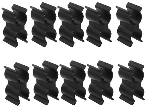 10PCS Plastic Double Pipe Clamps, Black 22-25mm Shelf Pole Connector Pipe Clips Chain Link Fence Panel Connection Clamps, Boat RV Motorhome Fastener Accessories