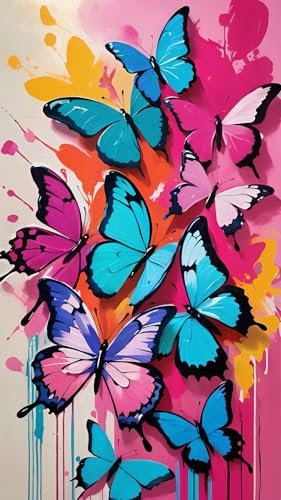 ARTGOTO Peinture par Numero Adulte Grand Format,40x70cm Peinture par Numéro Adulte Papillon B,Paint by Numbers for Adults pour Décoration Murale(Sans Cadre)