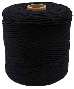 Abio Makramee Garn Schwarz 5mm 200m Baumwollgarn Macrame Cord Kordel Garn für Makramee Schnur Makrameegarn Baumwollschnur Baumwollkordel Baumwolle Schwarz 5mm 200m