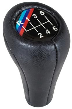 M MODECAR - Kompatibel mit BMW E30 E32 E34 E36 E38 E39 E46 E53 Z3 Schalthebelknauf SCHWARZES LEDER M-PAKET 6 GÄNGE für 25117566267,