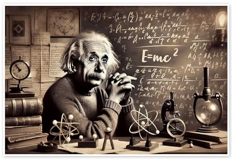 Posterlounge E=mc²: Albert Einsteins Relativitätstheorie Poster | 60 x 40 cm von Michael artefacti Beige Wandbilder Wanddeko