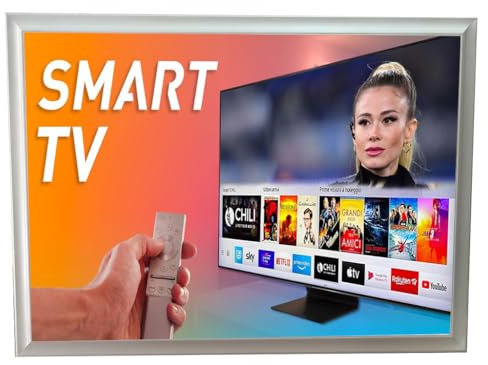 Cornice in Legno Bianca per Smart TV, Decorativa, Universale su Misura Rovescio/B (da 32 a 40 pollici)