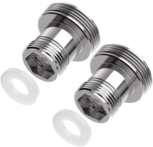 Yvyan Wasserhahn Adapter M16 auf M22-2 Stück, Doppelgewinde Gewindeadapter für Außengewinde M16(≈15.5mm) und M22(≈21.5mm) für Küche Luftsprudler Wasserfilter (M22-M16)
