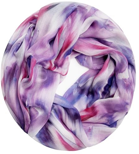 Gloop Loop Schlauchschal für Damen Schal Tuch seidig-luftig leicht mit buntem Muster Print (Lila 00959a3)
