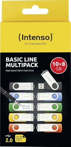 Intenso USB-Stick 10er Pack Basic Line 10 x 8GB USB-Stick 8GB Gelb, Grün, Blau, Orange, Schwarz 3503561 USB-A (USB 2.0)