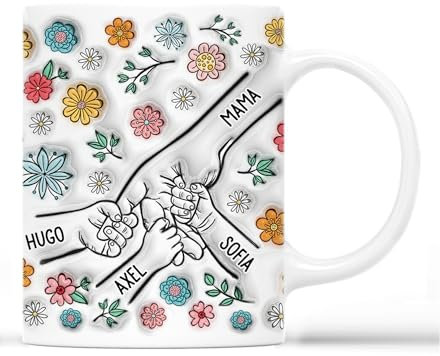 Geschenke Mall Personalisierte Tasse - Oma Und Enkel Purpurfarbene Blumen - Personalisierte Geschenke für Mama, tasse mama, muttertag geschenk, geschenke für oma, ostern oma (Modell #10)