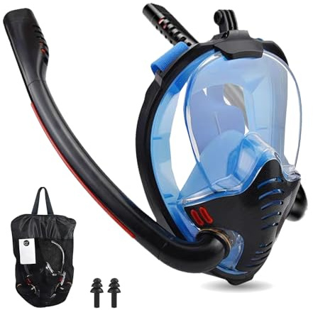 Maschera Snorkeling,Maschera Subacquea Adulti con Lente Ultra Chiara Anti Fog,Maschera Sub Panoramica 180° Design,Maschera Snorkeling adulto Compatibile con Videocamere Adulti Unisex (M)