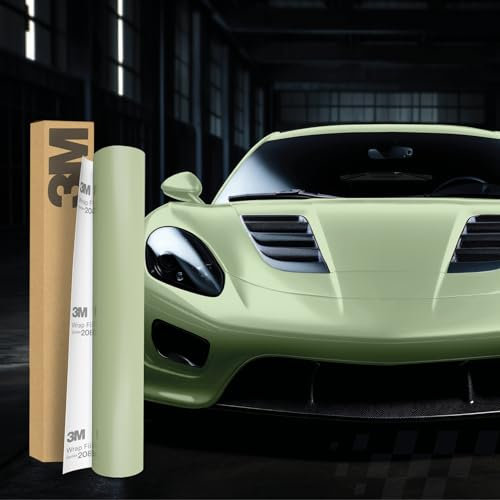 3M 2080 Car Wrapping Folie 30x152cm Selbstklebende Autofolie für Auto Motorrad Boot 3D Lackschutzfolie mit Luftkanälen zum Folieren (S56 Satin Komodo Green)