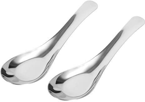 Gatuida 2 Piezas cuchara plana de acero inoxidable cucharón cuchara sopera Servir cucharas grandes cuchara para servir cucharada de sopa cucharas de metal sirviendo cucharas de sopa Plata
