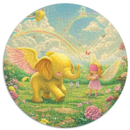 Elefante Puzzle 1000 pezzi Rainbow Campana di Fiori Rotonda Puzzle Gioco Casuale Decorazione Casa per Adulti Bambini 1000 pezzi (67,5 x 67,5 cm)