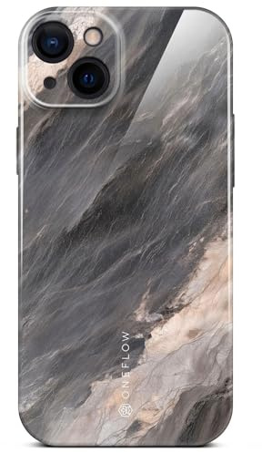 ONEFLOW Bliss Cover für iPhone 14 Hülle in Marmor Optik, Designer Case Handy Schutzhülle mit Kameraschutz, Muster Hardcase Glitzer Handyhülle marmoriert, Stein Grau