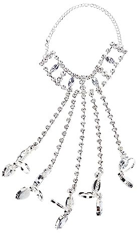 Veemoon Kettenarmband Mit Schmuckstein-ring Für Damen Handkette Aus Legierung Und Strasssteinen Fingerschmuck Für Partys Und Geburtstage Ringarmband Mit Kette