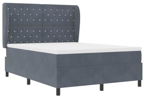 vidaXL Boxspringbett mit Kopfteil Dunkelgrau 200 x 160 cm Samt | Weicher Samt für ein luxuriöses Gefühl, Einzelne Federn für maßgeschneiderte Unterstützung,