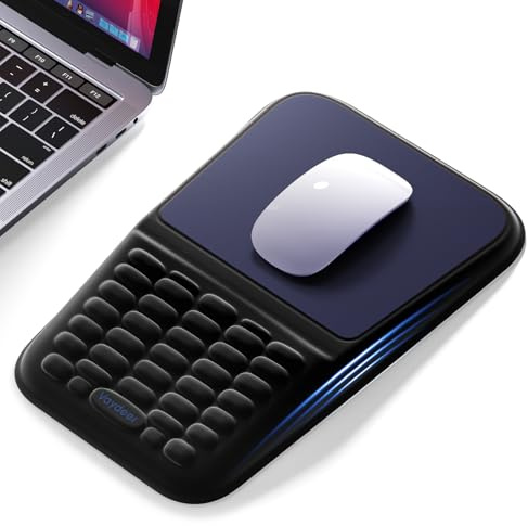 VAYDEER Set repose-poignets pour clavier et souris, Bleu et Noir | Mousse à mémoire et base antidérapante pour soutenir les poignets au bureau, en étude ou en gaming.