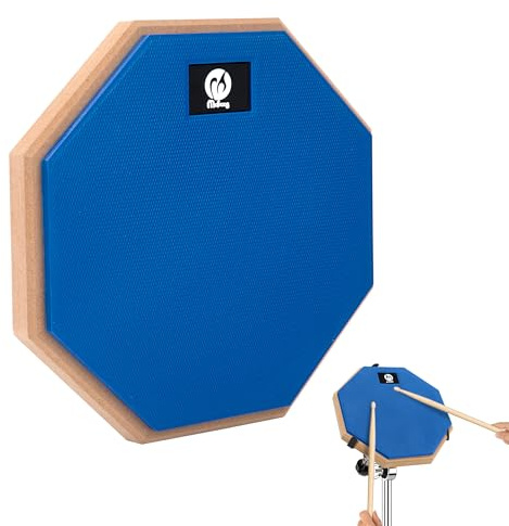 Schlagzeug Übungspad 8 Zoll Schlagzeug-Pad Gummi Dumb Drum Practice Pad mit Holzsockel für Schlagzeuger Anfänger Blau