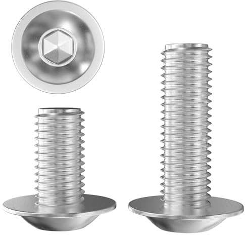 LIULIRUI 50 Pièces Vis à Tête Bombée avec Bride M4 x 8 mm, 304 Acier Inoxydable A2 V2A, Vis à Tête à Six Pans Creux