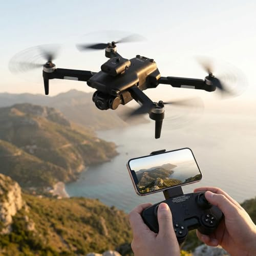 Casativo Faltbarer RC-WLAN-Quadrocopter mit HD-Kamera, Hinderniserkennung & Zusatz-Akku - Brushless Drohne C0 für Anfänger, 80m Reichweite, App