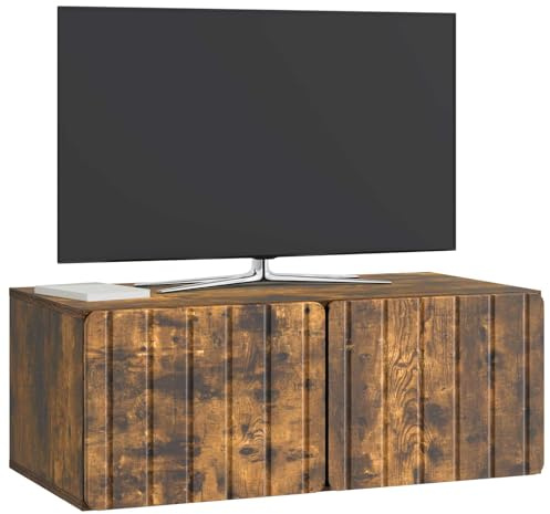 vidaXL Wandmontierter TV-Schrank Geräucherte Eiche 78,5 x 41 x 30 cm, Wohzimmer, rechteckiger, moderner Wandschrank, stylischer TV-Ständer, viel Stauraum für Dein Zuhause