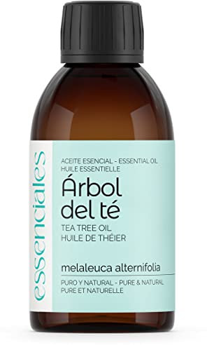 Essenciales - Aceite Esencial de Árbol de Té, 100% Puro, 200ml | Aceite Esencial Melaleuca Alternifolia - Tonificante, Antiséptico y Antifúngico