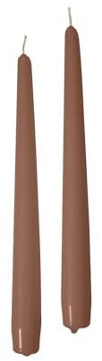 Cereria di Giorgio Risthò konische Kerzen für Kerzenhalter, Paraffinwachs, Taupe, 2,2 cm, 10 Stück