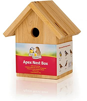 Walter Harrison's Vogelhaus aus Holz, Spitzdach für Wildvögel, Garten, Nistkasten, 32 mm Loch