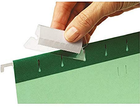 Rexel Tabs and Labels for Rexel Classic Suspension Files, Clear/White, Pack of 25, 2115596