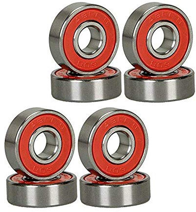 GCA Red Silver ABEC-9 608 RS Skateboard Longboard Kugellager (8 Stück)