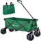 tectake® Faltbarer Bollerwagen, klappbarer Bollerwagen, extra breite Gummireifen, als Einkaufstrolley, Transportwagen, Strandwagen, faltbar und klappbar mit einem Griff, Klappbollerwagen - grün