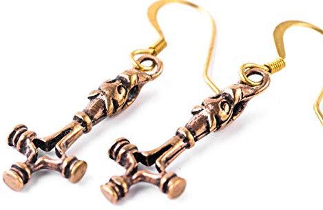 WINDALF Wikinger Ohrschmuck WOLFSKREUZ 3.9 cm Handarbeit Edle Bronze